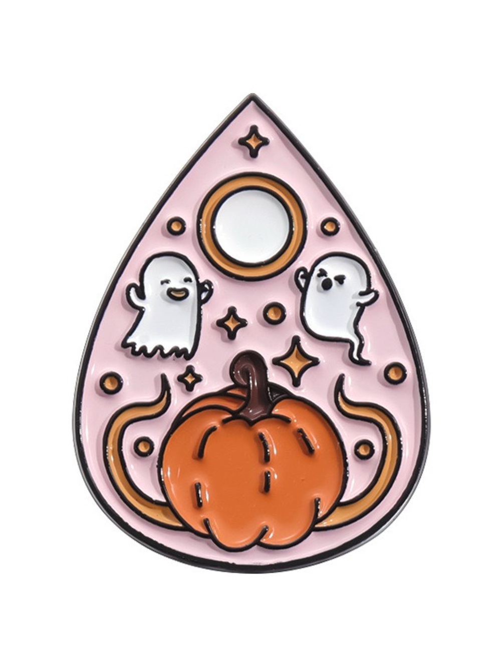 Cute Ghost Pumpkin Enamel Pin – Pink Halloween Moon Spooky Lapel Pin